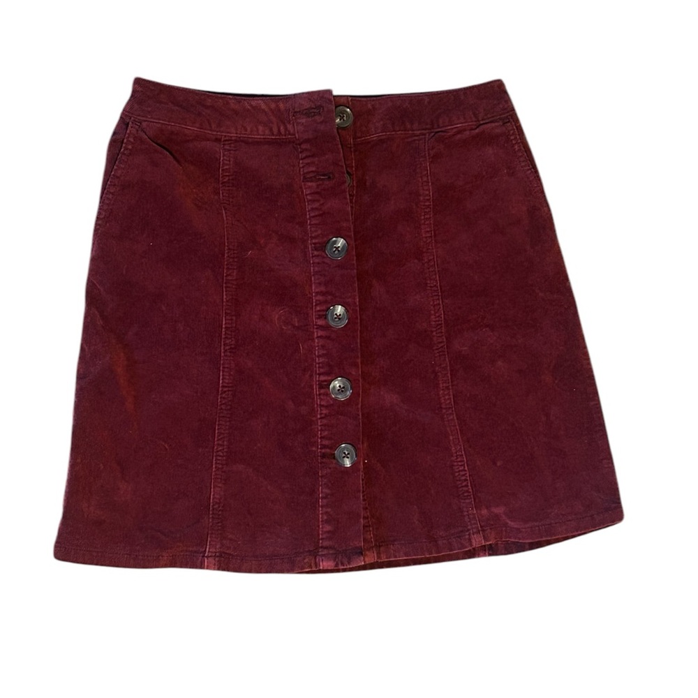 Women's Burgundy Button-Front Skirt